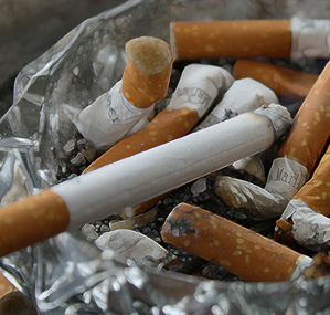 Cigarettes in ashtray